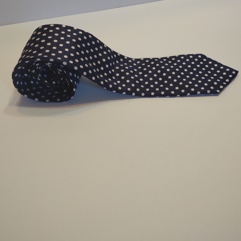 Sean John Navy Blue Polka Dot Silk Tie